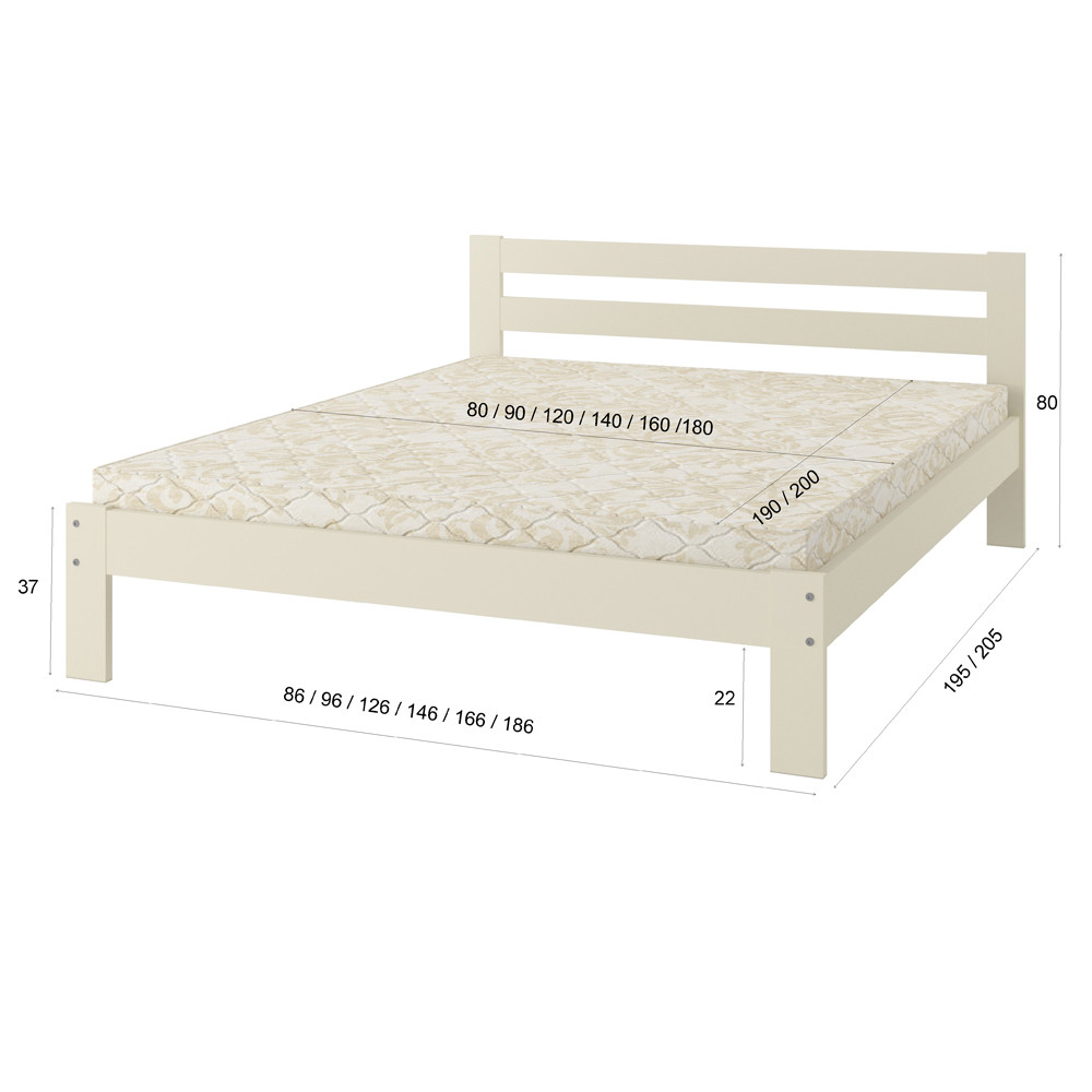 Двоспальне дерев'яне ліжко Mebigrand Баварія Білий (RAL9003) 180х200 см (MBG-14897) Дніпро - фото 3