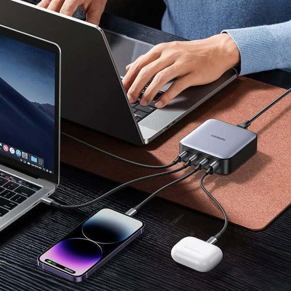 Зарядний пристрій 4xUSB 100W GaN (3хUSB-C+USB-A) Nexode Series чорний CD328 Ugreen (90928) Киев - изображение 5
