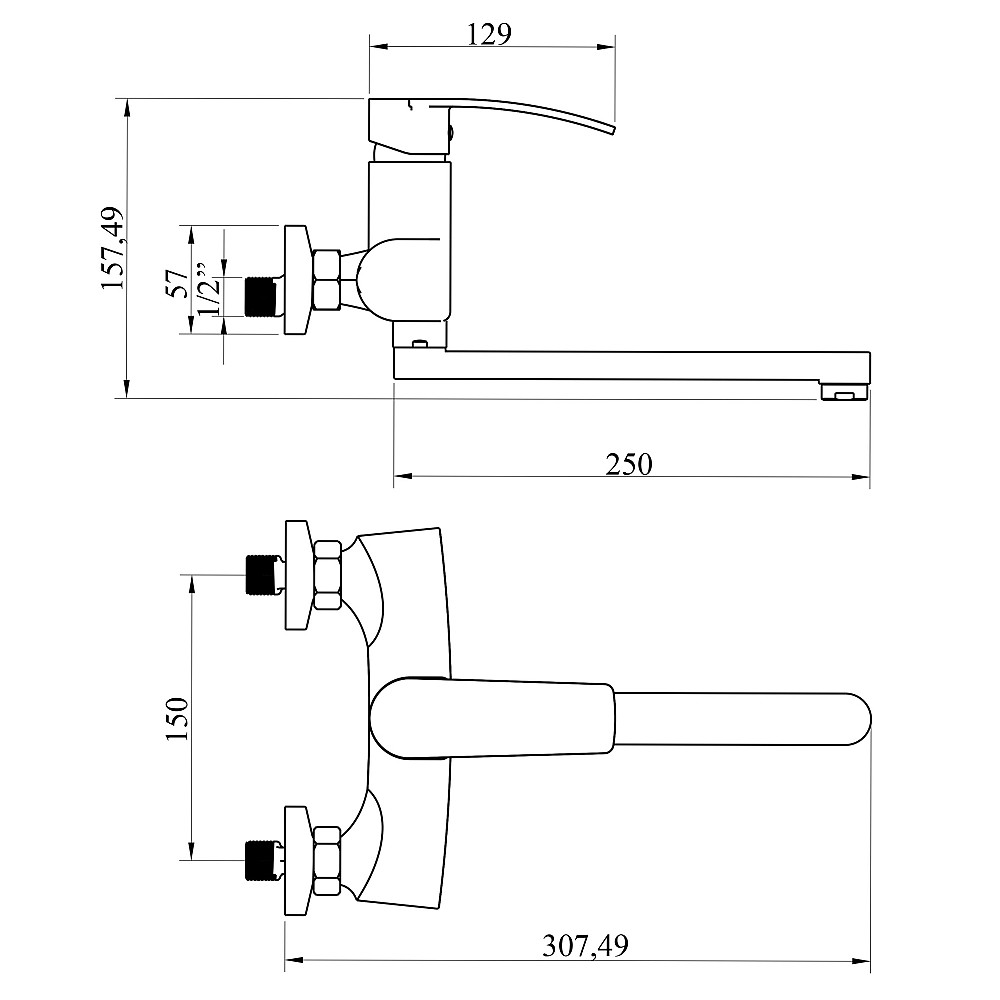 Змішувач для кухні зі стіни DOMINO RONDO DND-104 вилив 250мм. D40 Тернополь - изображение 5