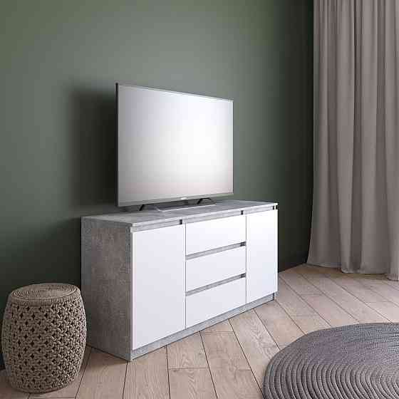 Комод под телевизор VAYS R-15, 3 ящика и 2 отделения с полками, без ручек, ЛДСП, 140×40×75 см - для спальни Львов