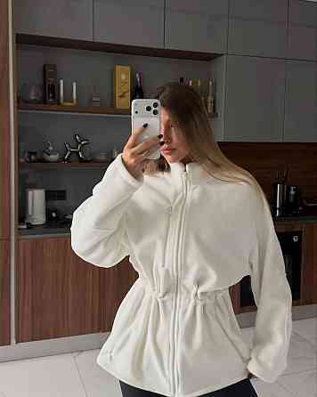 Жіноча повсякденна тепла кофта двосторонній поларфліс Молочний Одеса