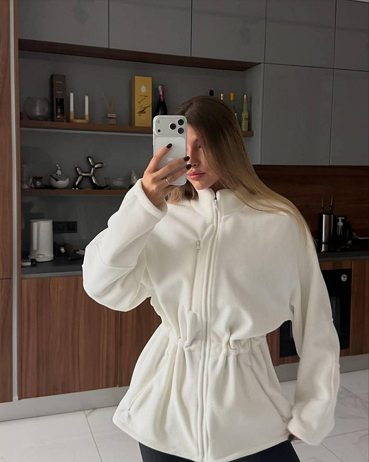 Жіноча повсякденна тепла кофта двосторонній поларфліс Молочний Одеса - фото 1