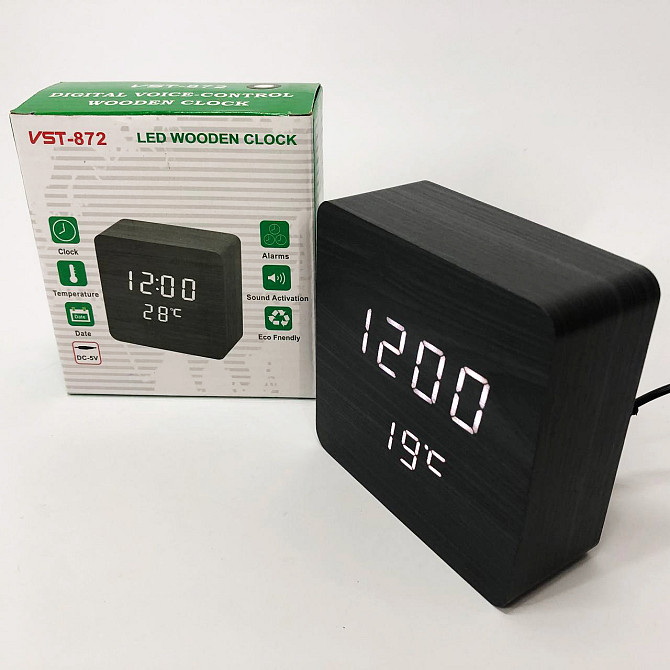 Настільний годинник з LED підсвічуванням VST-872-6, Годинник з дисплеєм температури і вологості повітря NI-87 Одеса - фото 2