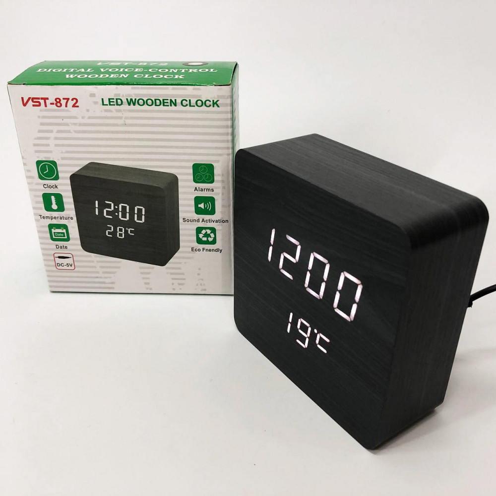 Настільний годинник з LED підсвічуванням VST-872-6, Годинник з дисплеєм температури і вологості повітря NI-87 Львів - фото 2