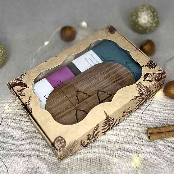 Подарунковий набір натурального мила ручної роботи з мильницею Новорічний подарунок Ірпінь