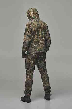 Військовий чоловічий демісезонний мультикамний костюм з липучками для шевронів і капюшоном Львів