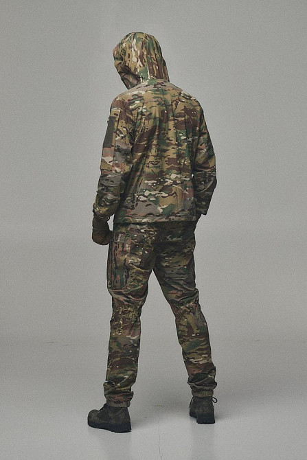 Військовий чоловічий демісезонний мультикамний костюм з липучками для шевронів і капюшоном Львів - фото 4