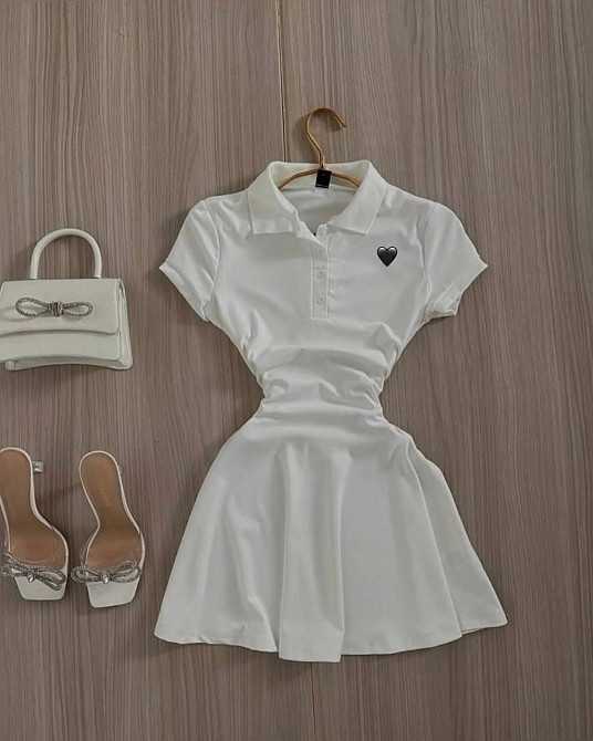 Жіноча стильна повсякденна сукня-поло з мікродайвінгу Молочна, 42/44 Одеса - фото 1