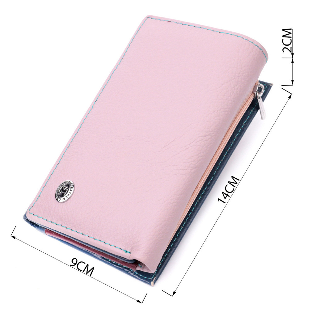 Практичний жіночий гаманець у три складання з натуральної шкіри ST Leather 19445 Різнокольоровий Київ - фото 3