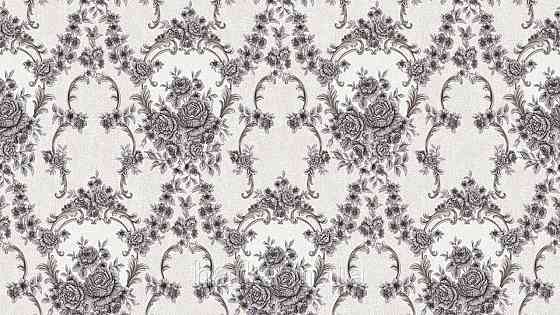 Шпалери метрові вінілові на флізеліні Sintra Classic класика квіти троянди завитки структурні срібло золото на білому 445600 Київ