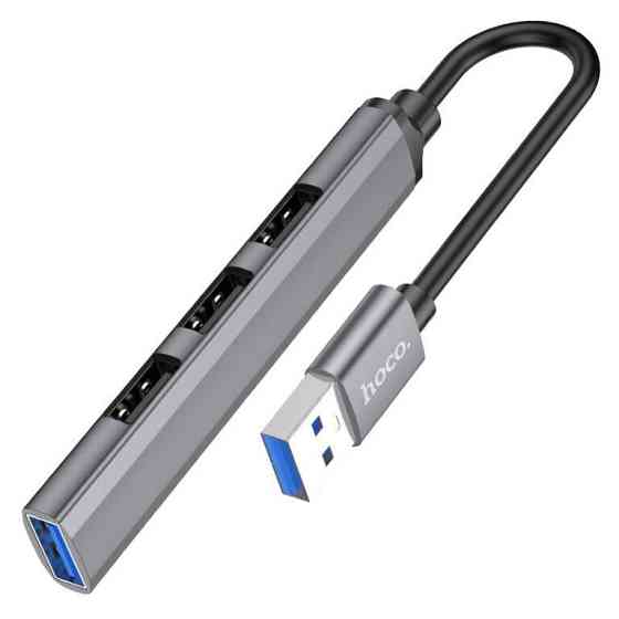 USB-хаб HOCO HB26 4 в 1 Металевий Сірий Київ