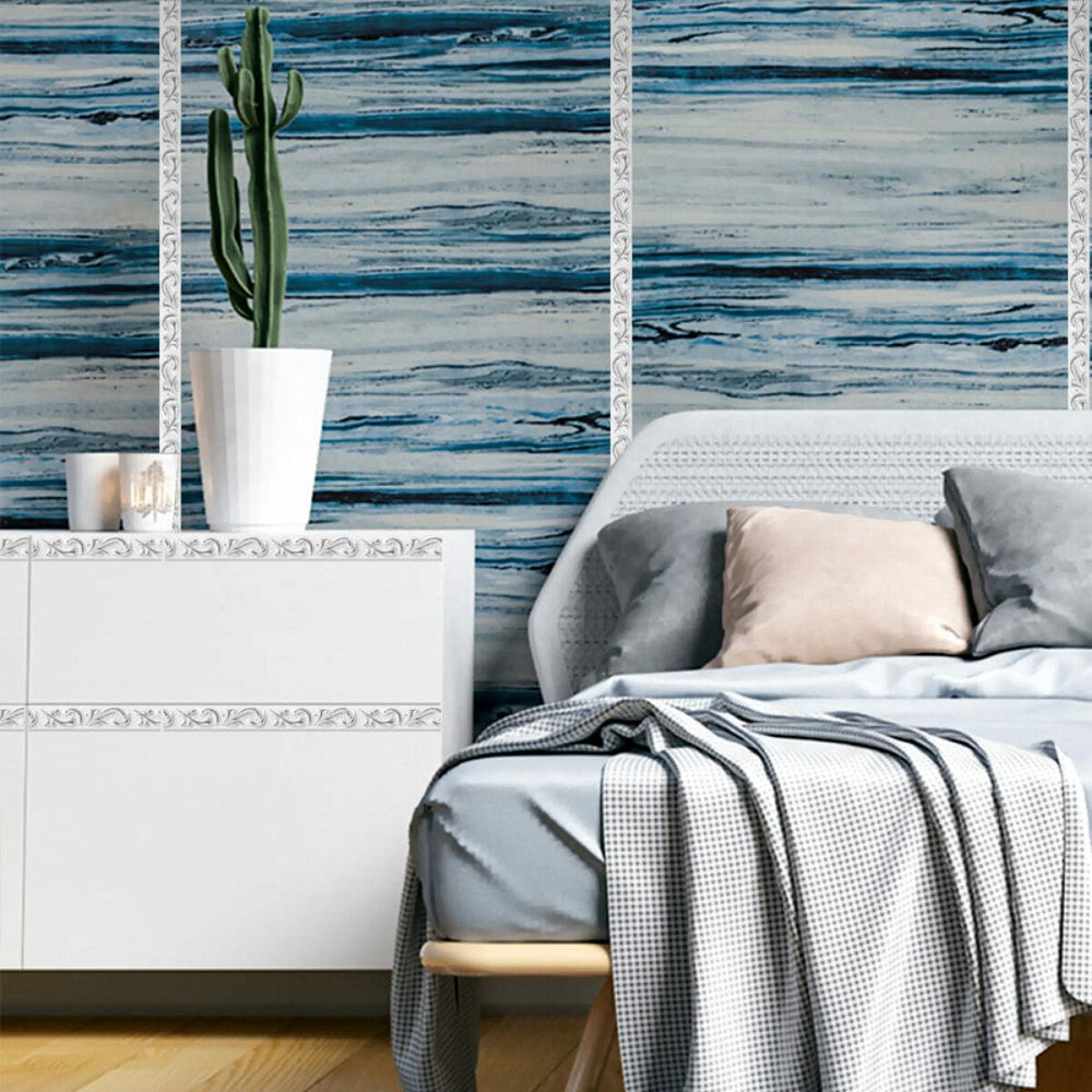 Білий молдинг зі сріблястим декором Київ - фото 6