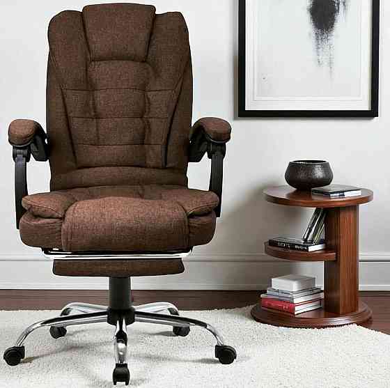 Кресло офисное ортопедическое эргономичное компьютерное мягкое с подставкой для ног и массаже-ром из ткани усиленное игровое Львов