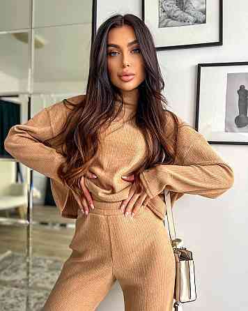 Женский теплый базовый костюм: кофта и брюки ангора рубчик Кемел Одесса