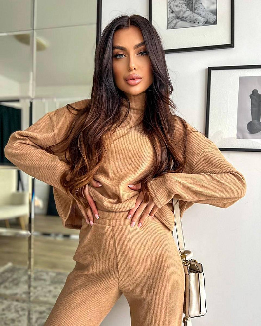 Женский теплый базовый костюм: кофта и брюки ангора рубчик Кемел Одесса - изображение 3