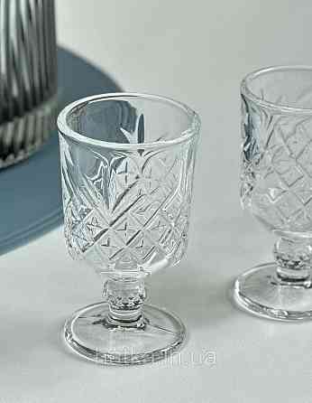 Набір чарок на ніжці 6 шт "F-207" 60 мл висота 9 см діаметр 5 см прозорий для дому та ресторану Київ