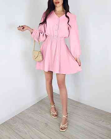 Женское легкое мини платье из натуральной ткани муслин Розовый, Oversize 42/46 Одесса