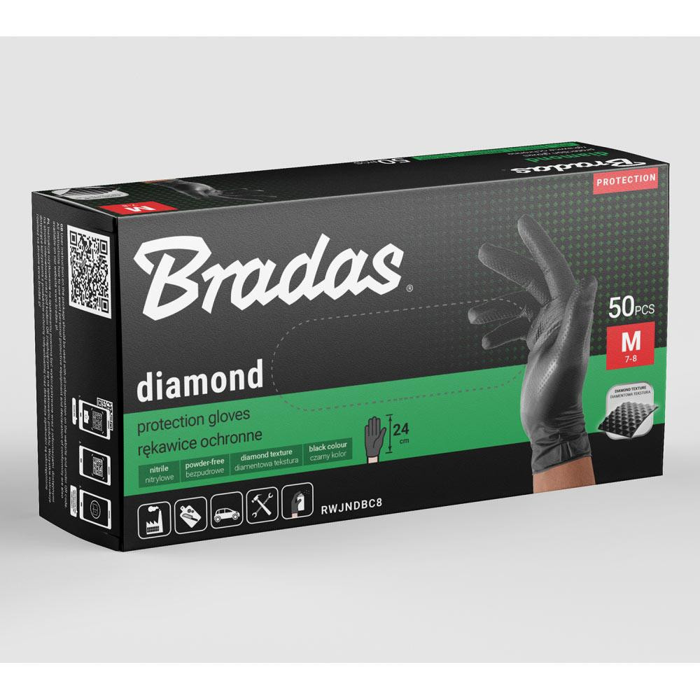 Нітрилові захисні рукавички, DIAMOND, розмір M, 7-8, чорний, RWJNDBC8 Київ - фото 3