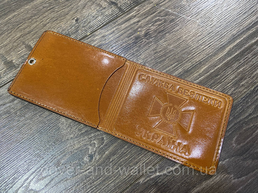 Шкіряна обкладинка СБУ з шевроном і кишенею (жовта) Київ - фото 5