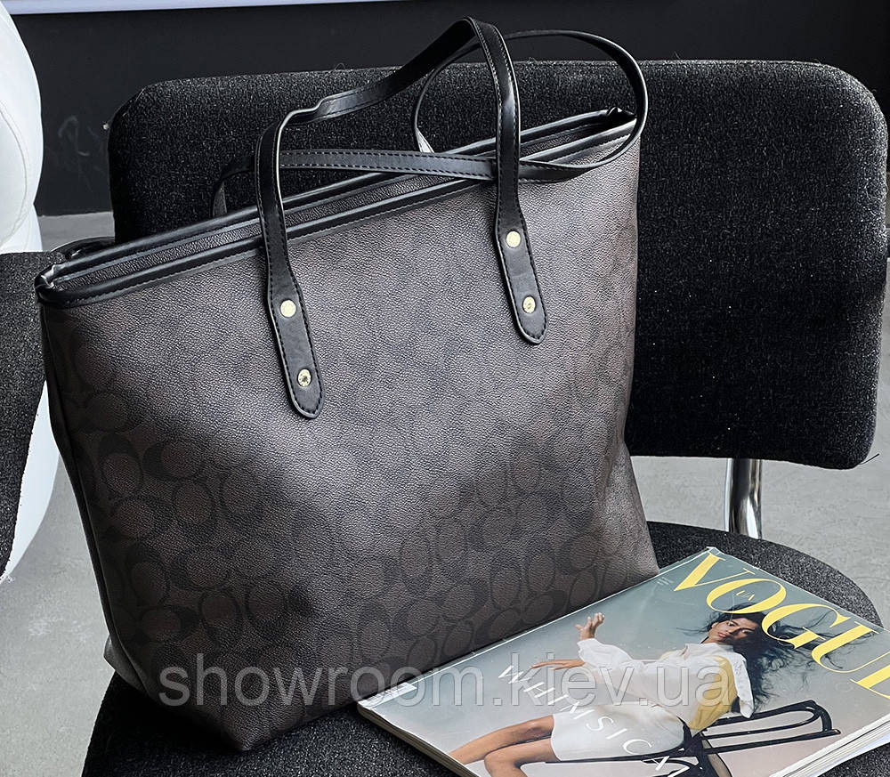 Жіноча сумка шоппер Coach City Tote коричнева Київ - фото 5
