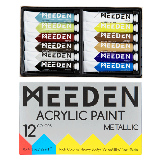 Набор акриловых красок Metallic 12×22мл MEEDEN Киев