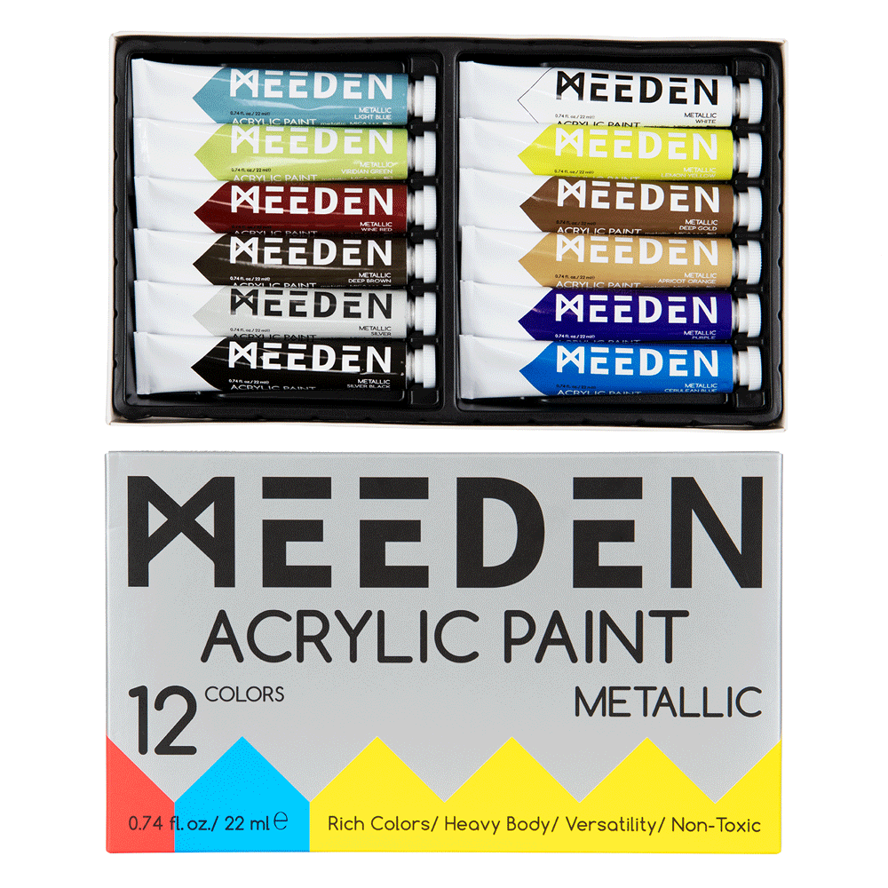 Набор акриловых красок Metallic 12×22мл MEEDEN Киев - изображение 2