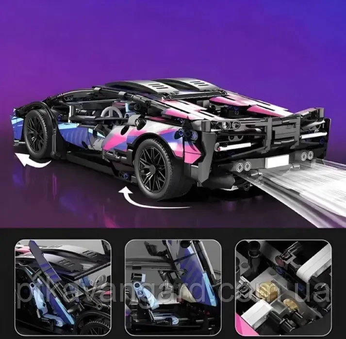 Автоконструктор Lamborghini спорткар автомобиль киберпанк 1280 деталей Technic 7604 неоновый Хмельницкий - изображение 4