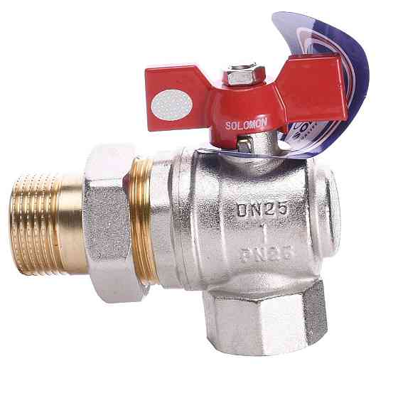 Кран шаровый угловой с американкой SOLOMON 1″ УСИЛЕННЫЙ B1043 (000001899) Киев