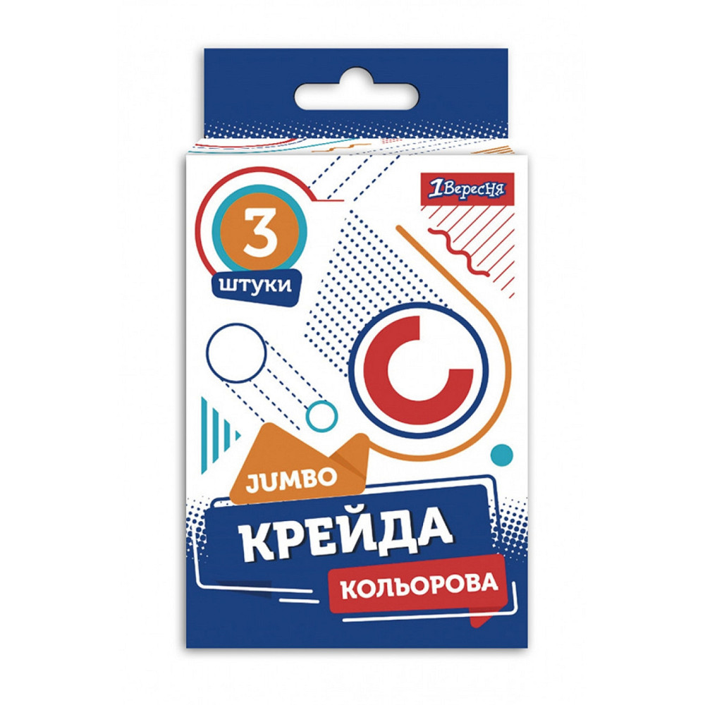 Крейда кольорова 3 шт. "1 Вересня" JUMBO Geometry кругла, 400406, шт Київ - фото 1
