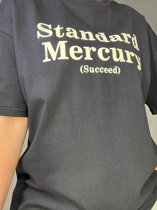 Футболка жіноча A-N 25007 оверсайз подовжена з написом принтом попереду one size, графіт, one size Київ - фото 10