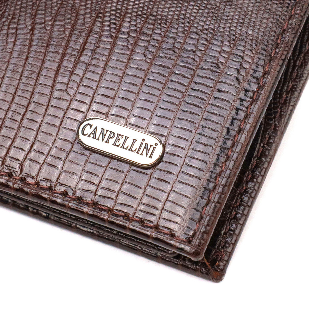 Зручне чоловіче портмоне із натуральної фактурної шкіри Коричневий (CANPELLINI) Київ - фото 9