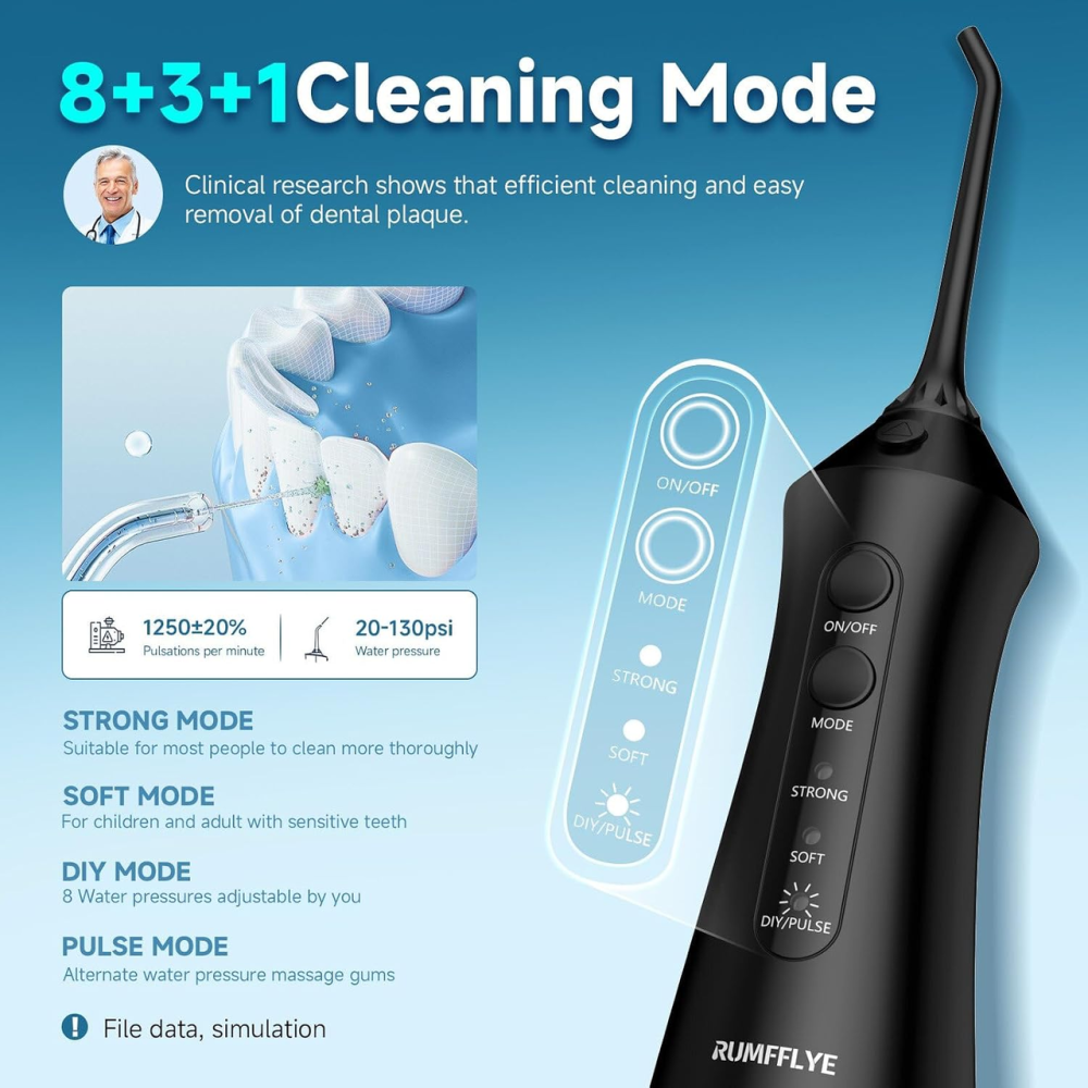 Электрический флоссер для чистки зубов 300 мл, ирригатор аккумуляторный IPX7, 4 режима, 8 уровней давления, 5 насадок Киев - изображение 3