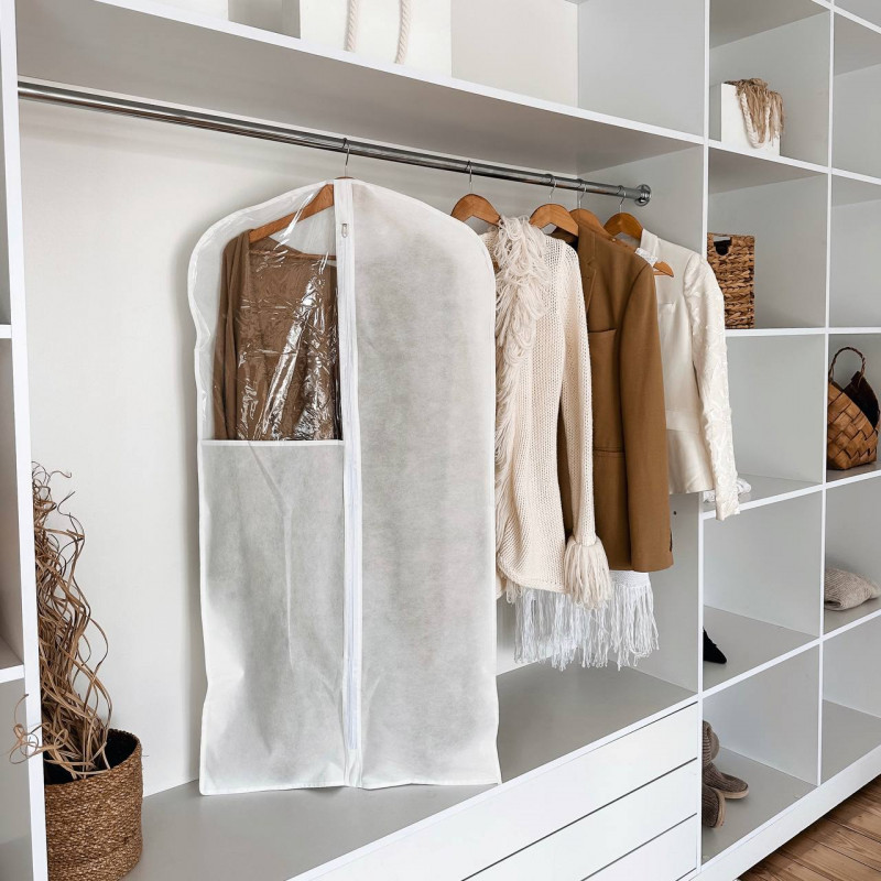 Чохол для верхнього одягу із прозорою ПВХ вставкою 120х60 см HCh-120-White (Білий) Суми - фото 1