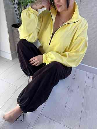 Жіночий стильний повсякденний костюм-двійка з мікровельвету Жовтий, 46/48 Одеса