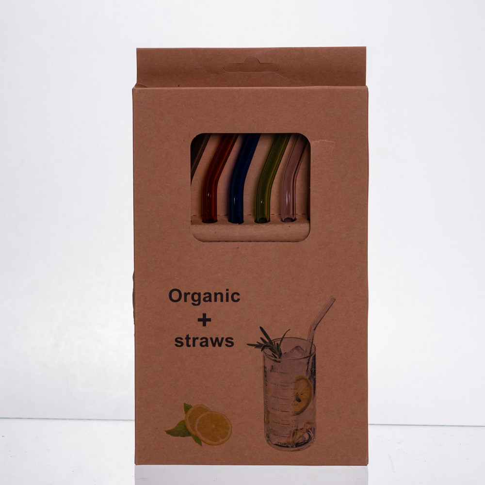 Yiwu Набір скляних соломинок із щіточкою, багаторазові трубочки для коктейлів напоїв (7+1) 6448 Коломыя - изображение 2