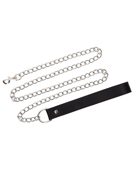 Повідець з карабіном та чорною петлею Taboom Luxury Bondage Essentials Chain Leash, сріблястий Sex Aura Київ - фото 3