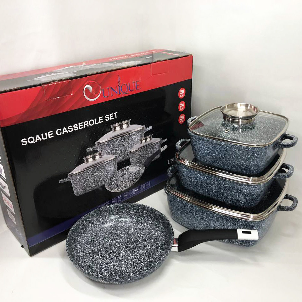 Каструлі гранітні зі сковорідкою, Гранітний посуд з сотейником, Зручний посуд з гранітним покриттям UT-94 Львів - фото 3