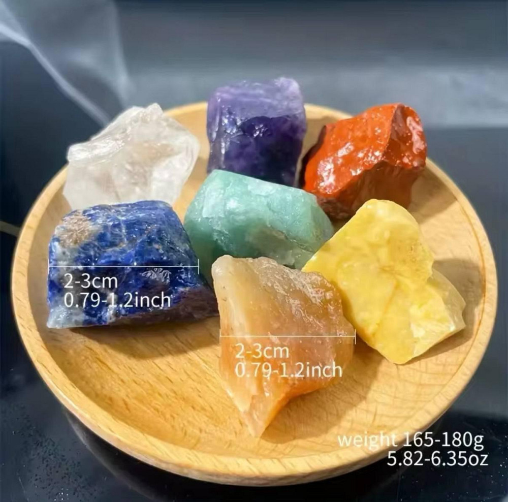 Набор из 7шт. натуральных необработанных кристаллов, энергетических минералов и камней чакры в мешоч Киев - изображение 2