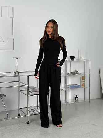 Жіночий базовий костюм-двійка з віскози Чорний Одеса