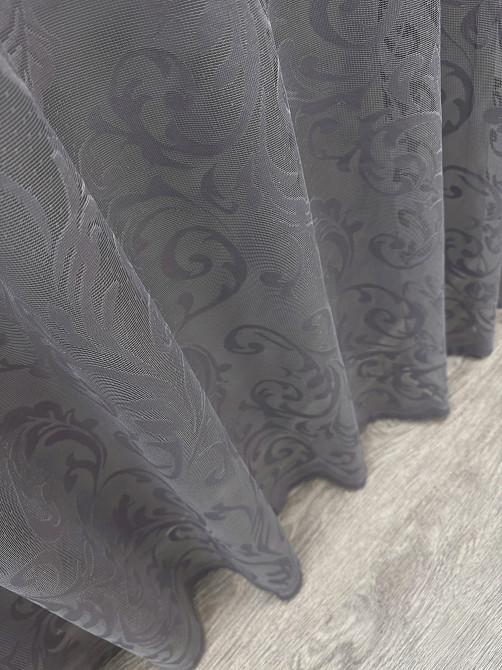 Тюль жакард з вишивкою, колір графітовий 1484т Київ - фото 6