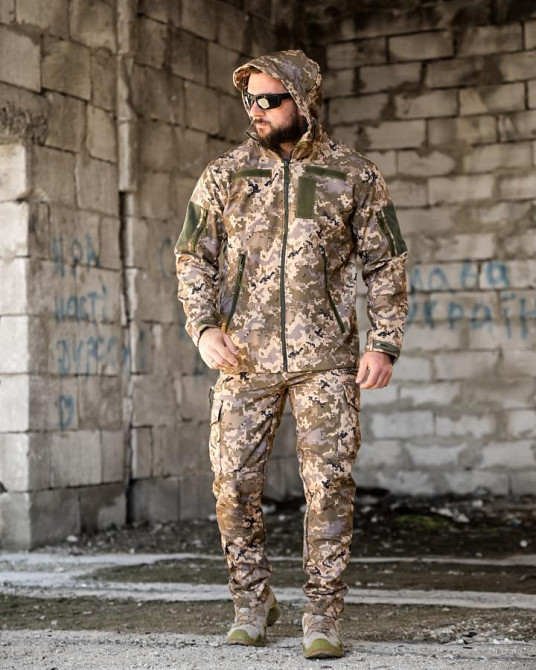 Демисезонный тактический костюм софтшел DEMENTIOZ пиксель  ВТ6841 Одесса - изображение 1