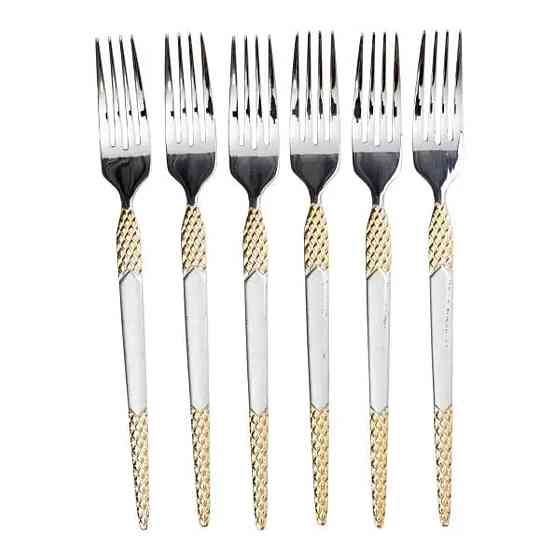 Yiwu Набір столових виделок 6 штук виделка з нержавіючої сталі 21 см Срібло з золотом HP-20-38 Коломия
