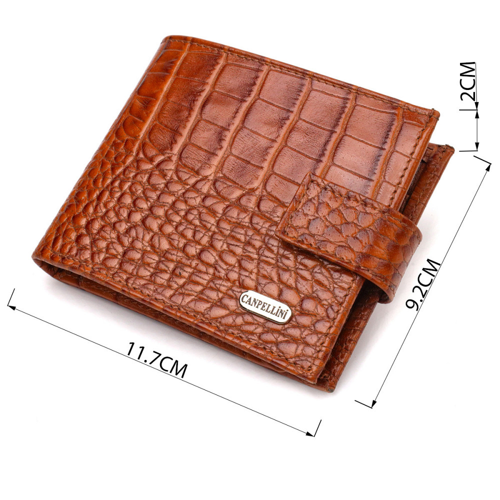 Необычный горизонтальный кошелек для мужчин из натуральной кожи с тиснением под крокодила CANPELLINI 21893 Киев - изображение 3