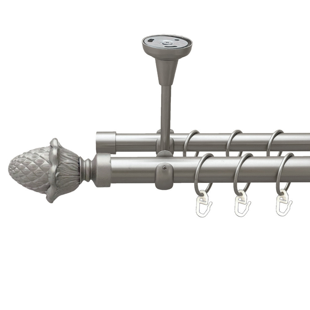 Карниз Orvit Цинара металевий дворядний відкритий до стелі гладка труба кільце металеве Сатин 25\19 мм 240 см (00-00023970) Львів - фото 1