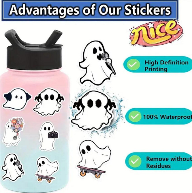 Маленький привид водонепроницаемая наклейка, стикер, виниловая наклейка для ноутбука, планшета, смар Киев - изображение 5