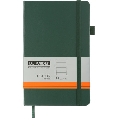 Книга записна Buromax Etalon 125x195 мм 96 аркушів в лінію обкладинка зі штучної шкіри Зелена (BM.291260-04) Вінниця - фото 1