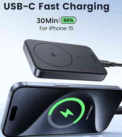 Зовнішній Повербанк UGREEN 10000mAh QI2 15W / USB-C 30W. Харків
