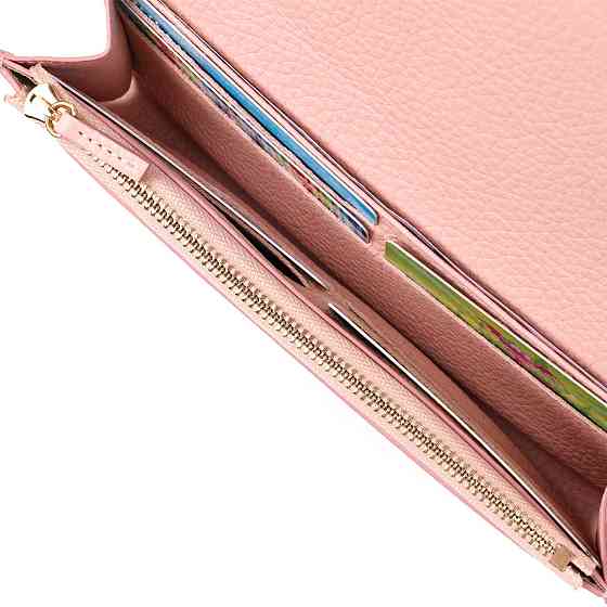 Оригінальний жіночий гаманець з монетницею на блискавці з натуральної шкіри Tony Bellucci 21963 Пудровий Київ