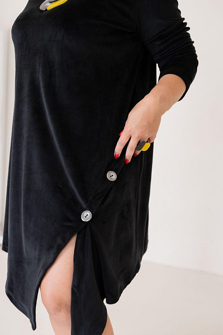 Женское стильное короткое платье батал из королевского велюра Одесса - изображение 8