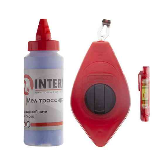 Комплект 3-в-1: шнур разметочный 15 м, корректор 115 г, шнуровой уровень INTERTOOL MT-2505 Киев